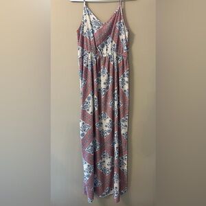Pink Rose Patterned Maxi Dress